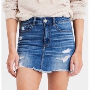 American Eagle Super Stretch High Rose Mini Distressed Jean Skirt